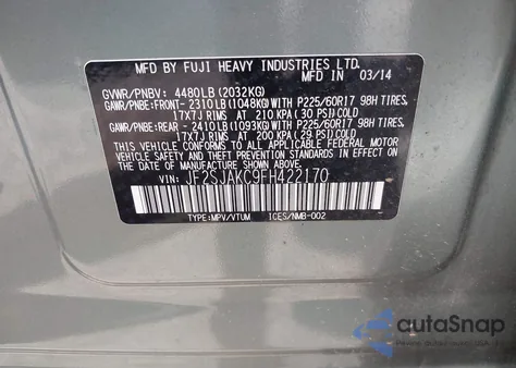 2015 Subaru Forester 2.5I Limited from USA, damaged, VIN JF2SJAKC9FH422170